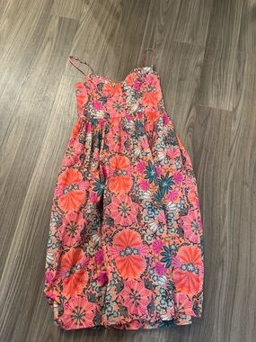 Olivaceous Pink & Orange Floral Midi Dress